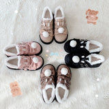 Uniwim Winter kawaii girl sweet lolita shoes vintage round head plus cashmere keep warm women shoes cute bowknot kawaii loli snow boots