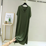 Uniwim Korean Modal Sleepwear Women Night Shirt Comfortable Long Dress Sexy V Neck Nightgowns Female Lounge Wear Nightdress