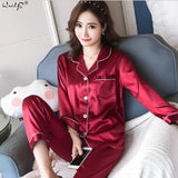 Uniwim Womens Silk Satin Pajamas Pyjamas Set Sleepwear Pijama Pajamas Suit Female Sleep Two Piece Set Women's Loungewear Plus Size