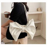 Uniwim Cute Lolita Canvas Bag Girls Bow Design Japanese Diagonal Single Shoulder Bag Large Capacity Bow Kawaii Red Pink Black Lo Bags