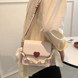 Uniwim Fashion Summer Shoulder Messenger Bag Love Chain Square Bag Cute Girl Lolita One Shoulder Bag Kawaii Girl Gothic Lolita Bag Loli