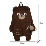 Uniwim Kawaii Corduroy Bear Backpacks for Cute Women Multi-pockets School Bags Large Capacity Backpack Teenage Girls School Bag Female