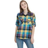 Uniwim Women Tops Collared Button Down shirts Ladies Blouses Roll up Long Sleeve Western Tartan Plaid Flannel Shirt  Hot Sale plus size