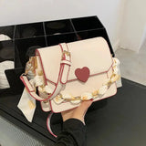 Uniwim Fashion Summer Shoulder Messenger Bag Love Chain Square Bag Cute Girl Lolita One Shoulder Bag Kawaii Girl Gothic Lolita Bag Loli