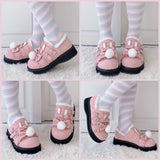 Uniwim Winter kawaii girl sweet lolita shoes vintage round head plus cashmere keep warm women shoes cute bowknot kawaii loli snow boots