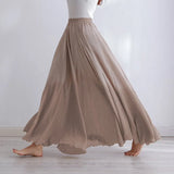 Uniwim High Quality Cotton Linen Maxi Skirt Womens Casual Elastic High Waist Pleated A-Line Beach Skirts Boho Saia Feminina Faldas Jupe