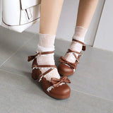 Uniwim Lolita women's shoes bow knot Japanese Lolita shoe cute girl round head middle heel fashion harajuku kawaii shoes