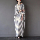 Uniwim Women Cotton Linen Striped Dress 2024 Summer Loose Big Size 4XL 5XL Maxi Dress robe femme Casual Long Boho Kaftan Muslim Dress