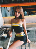 3 Colors Striped Lines Tube Set 2019 Fashion Women Sexy Strapless Crop Tops With Shorts Set Casual Two Piece Set Outfits