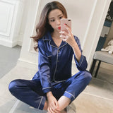 Uniwim Womens Silk Satin Pajamas Pyjamas Set Sleepwear Pijama Pajamas Suit Female Sleep Two Piece Set Women's Loungewear Plus Size