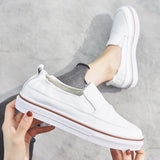 Uniwim Leather Shoes Women Sneakers Casual Women Leather Shoes Fashion Loafers Women Flats Brand Female White Shoes A1532