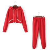 Zippers Ruffles Two 2 piece set Women Set Hoodies Sweatshirts with Pant Tracksuit Pullovers Top Female Outfit Casual Sweatsuit