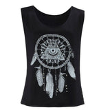 Uniwim Fashion Side Open Summer Vest Women Dreamcatcher Print Sleeveless Tank Top Black Crop Tank Vest Shirt Tops 2024 debardeur femme