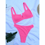 Uniwim Sexy Bikini Women Swimsuit Female Rib Bikini Set Solid Swimwear For Women Bathing Suit Swimming Suits Beachwear