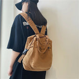 Uniwim School Bag Student Shoulders Large Capacity Khaki Backpack Fashion Canvas Backpacks Female College Teen Computer Bag Mochila