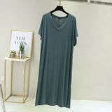 Uniwim Korean Modal Sleepwear Women Night Shirt Comfortable Long Dress Sexy V Neck Nightgowns Female Lounge Wear Nightdress