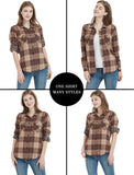 Uniwim Women Tops Collared Button Down shirts Ladies Blouses Roll up Long Sleeve Western Tartan Plaid Flannel Shirt  Hot Sale plus size