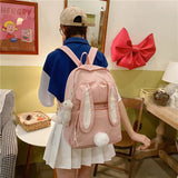 Uniwim Cute Rabbit Young Girl School Backpack Female Large Capacity Kawaii Back Pack Mochila Pink Women Bagpack Nylon Cartoon Schoolbag