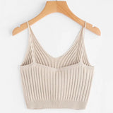 2024 Ladies Summer Trendy Sling Knitted Solid Sleeveless V-neck Ribbed Female Basic Top Vest Streetwear Tops Women 2024