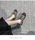 Uniwim   new Joker British style shoes net red small breeze women shoes plaid lace casual shoes