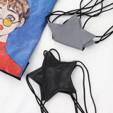 Uniwim Sexy Women Leather Star Shape Strappy Bra Bustier Crop Top Bralette Hanging Neck Bandage Bra Reflective Silver Nightclub Vest