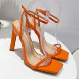 Uniwim 2024  Summer Women Sandals 12Cm High Heels Nightclub Fetish Orange Gladiator Sandles Lady Glossy Leather Nude Prom Party Shoes