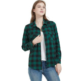 Uniwim Women Tops Collared Button Down shirts Ladies Blouses Roll up Long Sleeve Western Tartan Plaid Flannel Shirt  Hot Sale plus size