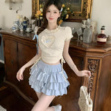 Uniwim Kawaii Top & Ruffled Mini Skirt Two Piece Set