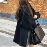 masc outfits Black Woolen Coat for Women 2024 Autumn and Winter Woolen Coat Korean Style Small High-Grade Women's Coat