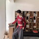 2000s fashion 2024 New Korean Style Long-Sleeved T-shirt Bottoming Shirt Letter Printed Top Striped Casual Pants Two-Piece Set for Women