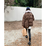 cold weather outfits Korean Style Commuter Stand Collar Commuter down Jacket 2024 Winter with Bag Cotton Coat