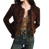 cold weather outfits 2024 Autumn and Winter Detachable Ostrich Fur Wide Shoulder Short Coat for Women