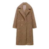 cold weather outfits Autumn and Winter New Double-Breasted Fleece Thickened Warm Coat Woolen Coat 1255700