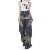 Uniwim street wear dti American-Style Retro Frayed Wide-Leg Workwear Jeans Women's Autumn and Winter Straight Loose Personalized Slim Casual Pants