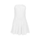 white dress Ab492 Sweet and Spicy Sexy Sheath Pleated Skirt Woven Lace Edge Strap Chest Wrap Dress Mini Skirt New