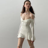 frat outfits Autumn Fashion New Women's Retro off-Shoulder Sexy Temperament Dress High Waist Slim-Fit Suspender Skirt