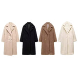 cold weather outfits Autumn and Winter New Double-Breasted Fleece Thickened Warm Coat Woolen Coat 1255700