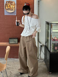 summer outfits inspo Street Wide-Leg Workwear Straight Casual Pants Pleated Loose Slimming Mop Straight Pants K335