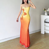 calico hair Style 2024 Summer New Women's Clothing Street Fashion Sexy Sling Long Dress Women