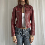 Uniwim 2000s fashion Punk Motorcycle Style Retro Red Leather Jacket New Casual Stand Collar Zipper Leather Coat for Women Autumn