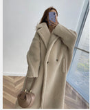 cold weather outfitsTeddy Bear Coat Winter Alpaca Mid-Length Lamb Wool Coat for Women