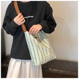 Uniwim teacher outfits Summer Trendy New Striped Contrast Color Tote Bag 2024 Fresh Simple All-Match Large Capacity Shoulder Bag for Women