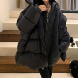 cold weather outfits Black Mid-Length Cotton-Padded Coat for Women Autumn and Winter 2024 Fashionable Loose Thick Warm Stand Collar Bread Coat