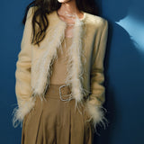 cold weather outfits 2024 Autumn and Winter Detachable Ostrich Fur Wide Shoulder Short Coat for Women