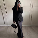 summer outfits inspo 2024 Autumn New Pure Color Elegant Lapel Suit Elegant Skirt Two-Piece Set for Women