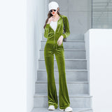 Uniwim 2000s fashion 2024 New Gold Velvet Sports Suit Women's Autumn and Winter Fleece-lined Thickened High-End Casual Wear Two-Piece Set