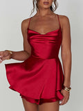 homecoming dresses 2024 Summer Fashion New Women's Satin Sexy Solid Color Backless Mercerized Solid Color Dress