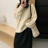 cold weather outfits Korean Style Simple Candy Color Soft Glutinous Thick round Neck Labeling Pullover Women's Autumn and Winter Loose Knitted