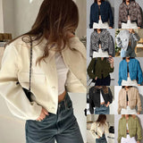 older mens fashion 2024 Spring and Autumn Stand Collar Large Pocket Neutral Style Women's Jacket Coat Women's Jacket