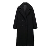 cold weather outfits Autumn and Winter New Double-Breasted Fleece Thickened Warm Coat Woolen Coat 1255700